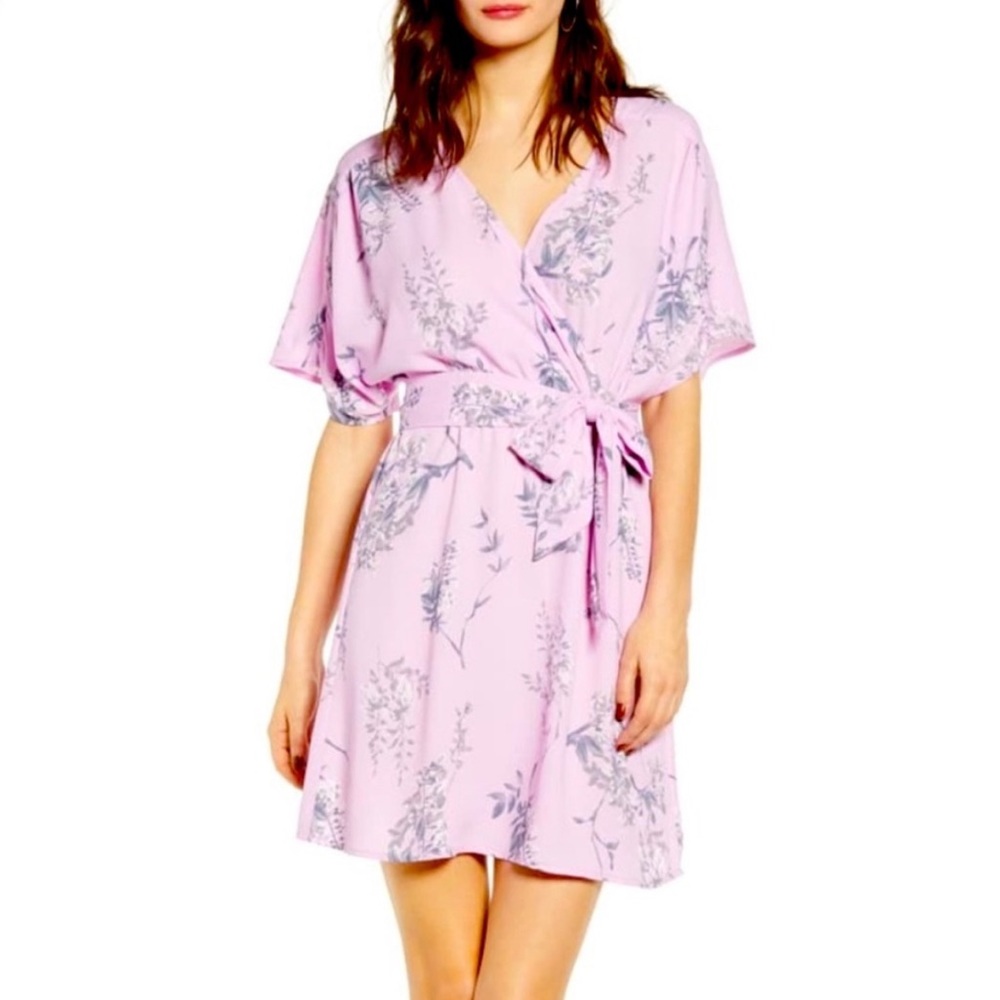Leith purple pink lilac kimono style wrap dress